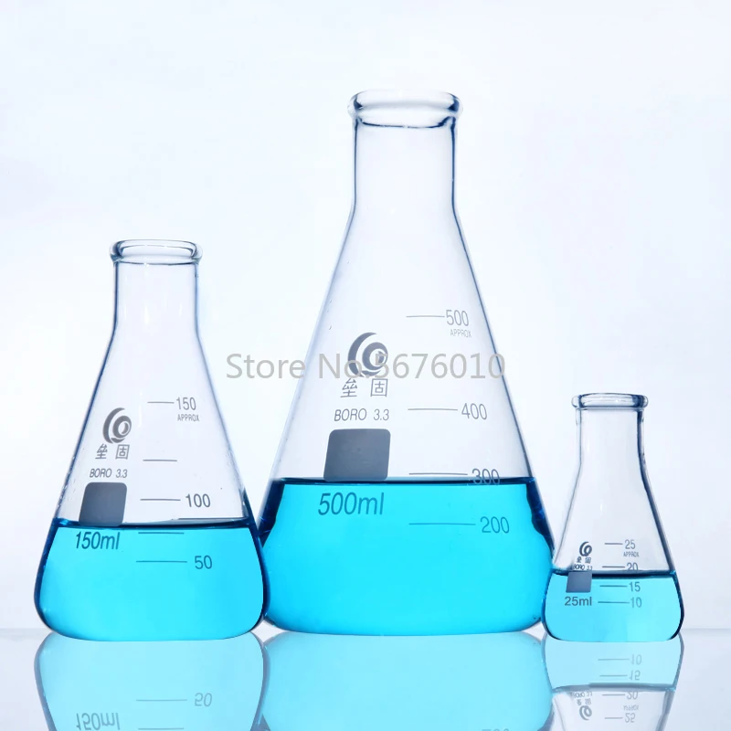 Колба из боросиликатного стекла Erlenmeyer коническая треугольная колба с широким