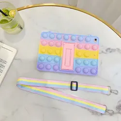 Crianças caso para samsung galaxy tab a 8.0 2019 SM T290 t295 t297 reviver estresse empurrar bolha brinquedos silicone arco íris tablet capa cinta