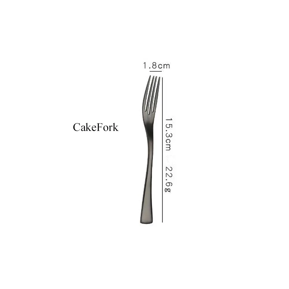 Cake Fork Блестящая черная посуда набор столовых приборов 18/10 нержавеющая сталь острые безупречные столовые Ножи Торт вилки черпаки набор посуды - Цвет: Cake Fork