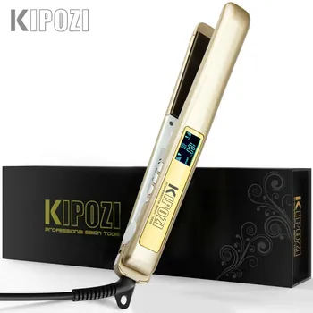 

KIPOZI Professional Steam Hair Straightener Ceramic Vapor Hair Flat Iron LCD Digital Screen Dual Voltage Instant Heating Tool