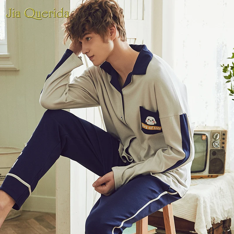 Homesuit Long Sleeve Long Pants Cartoon Printing Turn Down Collar Pajamas Men Homeclothes Chinese Pajamas Mens Pajama Set Homesuit Long Sleeve Long Pants Cartoon Printing Turn Down Collar Pajamas Men Homeclothes Chinese Pajamas Mens Pajama Set