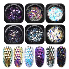 6 коробка Хамелеон AB градиент ногтей блестки аксессуары для ногтей Ромб переливающийся мерцающий блеск 3d-украшения для ногтей SF3082