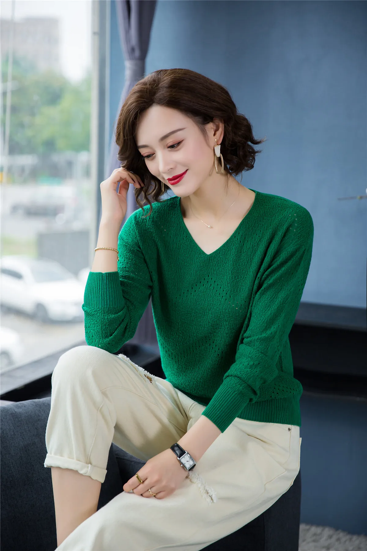 YISU, осенне-зимний вязаный свитер для женщин, длинный рукав, высокое качество, базовые пуловеры, v-образный вырез, женский свитер, пуловер