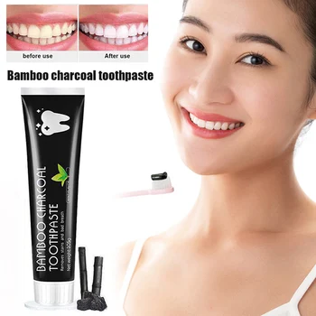 

Bamboo Charcoal Toothpaste Teeth Whitening Black Removes Stains Tooth Care AC889
