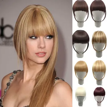 

DIANQI franja clip 6 Polegada curto em linha reta frente puro casamento peças de cabelo sintético franja para as mulheres