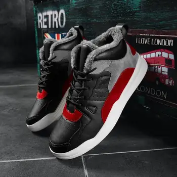 

size 39-44 New Roman Excellent Quality Fashion Warm Winter Men shoes High Top Casual Shoes Men Boots Flock Sneakers