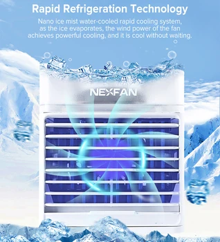 

Mini Air Conditioner Portable Air Cooler 7 Colors LED USB Personal Space Cooler Fan Air Cooling Fan Rechargeable Fan Desk