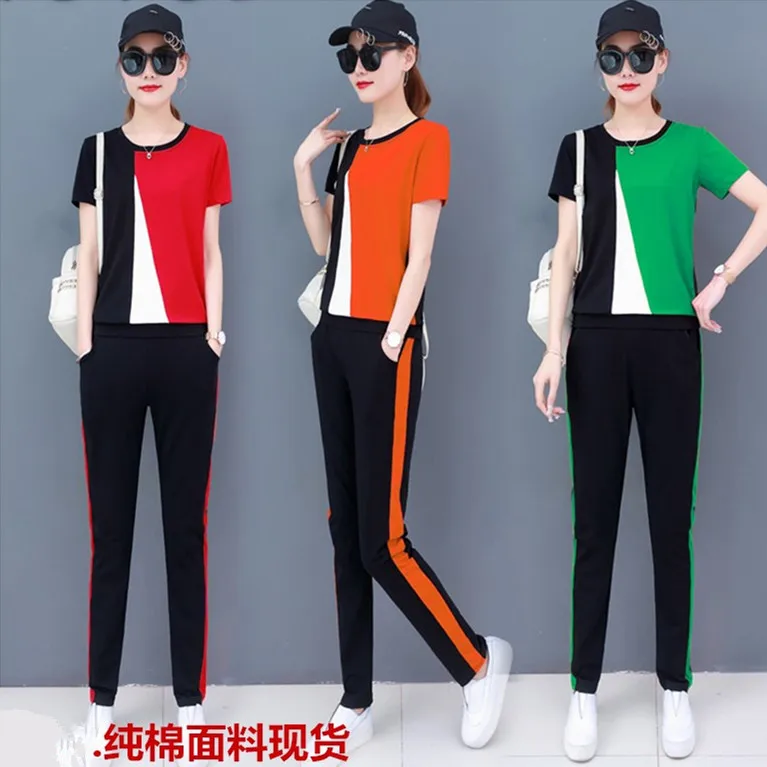 

Casual Sports WOMEN'S Suit Summer 2019 New Style Fashion Short Sleeve Trousers Kindergarten Teachers Kindergarten Suit Two-Piece