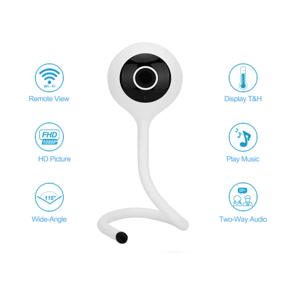 Wouwon Display Temperature Play Lullaby Cloudedge App 1080p Indoor Mini IP Camera WiFi Security CCTV Baby | Безопасность и защита