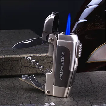 

Multifunction Butane Jet Torch Lighter Pipe Lighter For Cigar Cigarette Accessories Turbo Windproof With Knife Gadgets For Men