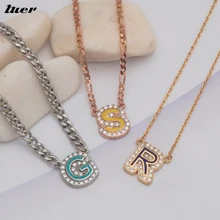 

LUER 26 Letter A-Z Enamel Initial Necklace/Personlized Alloy Enamel Bubble Name Letters Pendant Necklaces Girls Gift ideas