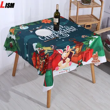 

Christmas Ornaments Oil-proof Table Cloths Rectangular Printing Tablecloth Waterproof New Year 2021 Xmas Party Table Ornaments