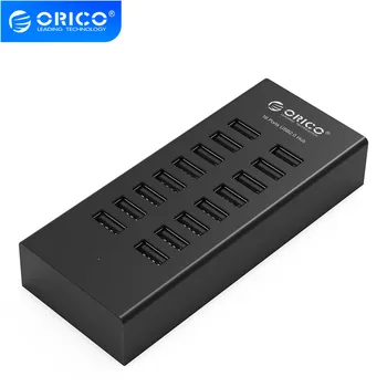 

ORICO H1613 USB HUB 16 Port USB2.0 Hub with 12V2A Power Adapter for Apple Macbook Laptop PC Tablet - Balck