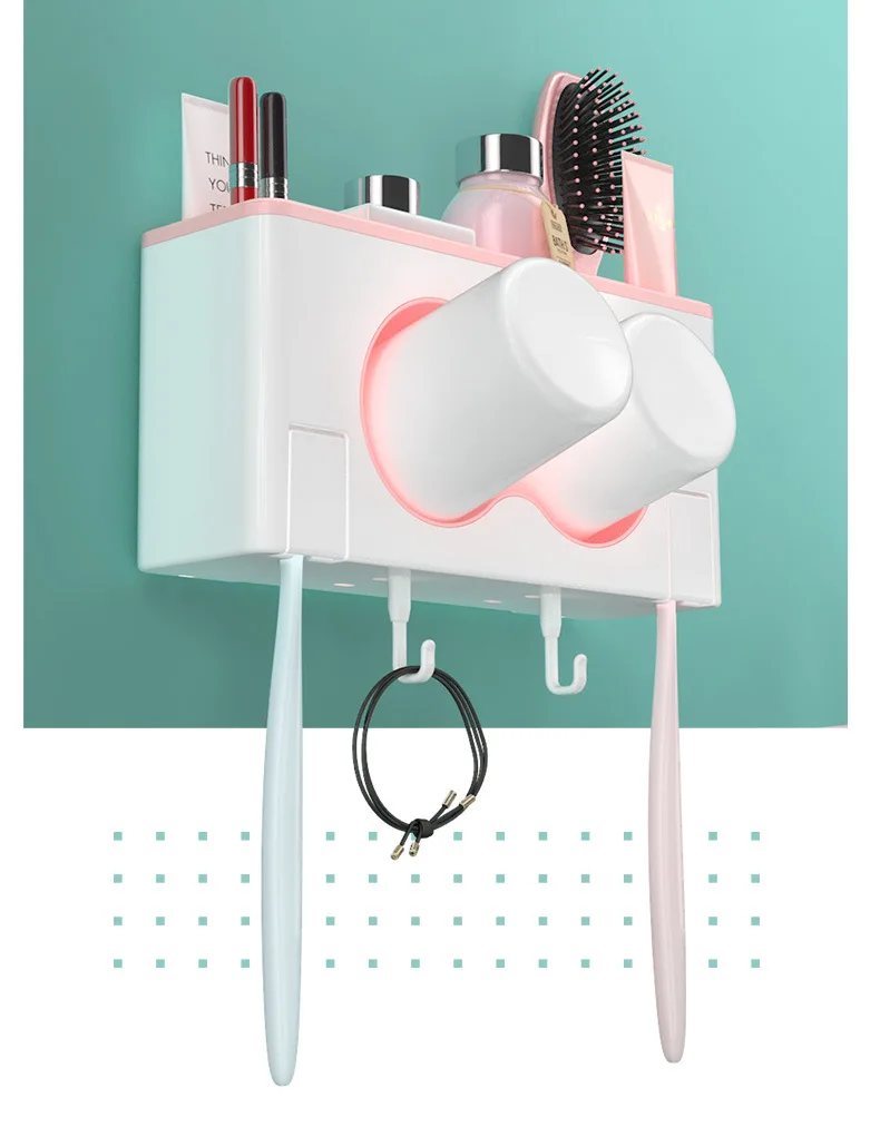 Держатель зубной щетки для хранения высокой емкости место чашки зубная щетка зубная паста товары для дома, Ванной Автоматический Диспенсер зубной пасты