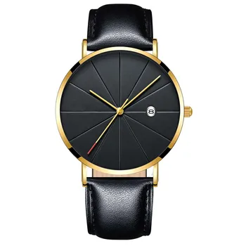 

Simple And Unobtrusive Business Leather Strap Casual Men's Quartz Watch Round Buckle Clasp Male Watches reloj hombre FJSL