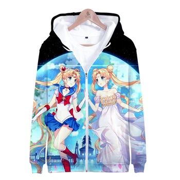 

Rholycrown New Release Sailor Moon 3D Zip Hoodie Women's Men's Sweatshirt Harajuku 3D Sailor Moon Hooded Girl Casual 3D Hoodies