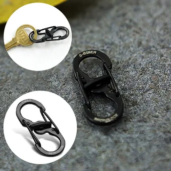 

Mini Keychain Hook Stainless Steel Multifunctional Spring Snap Carabiner Quick Link Lock Ring Hook Camping Anti-theft Carabiner