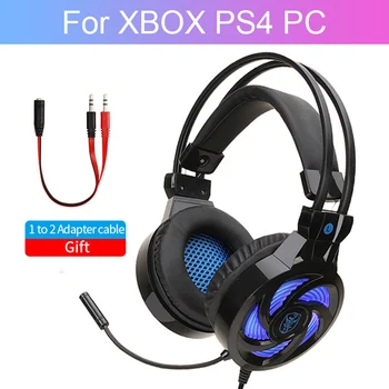 

For PS4 PC Gaming Headset Computer Gamer Wired Headphone With Microphone LED Bass Helmet Music Bass Kids Earphone Phone Laptop