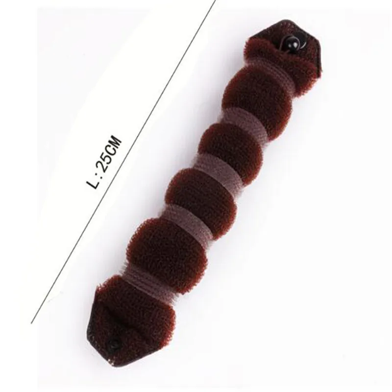 coffee L 2pcs Women Hair Styling Former Magic Sponge Bun Maker Donut Ring Shaper Foam Braider Tool Girl's DIY Hair Styling Accessories - Color: coffee L
