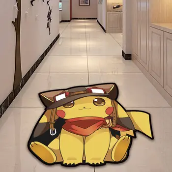 

Cartoon Pokemon Go Pikachu Shape Anime Floor Rug Mat Carpet Room Doormat Non-slip Mat Cosplay