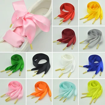 

1Pair 3.2cm Width 100cm Flat Silk Ribbon Shoelaces Nylon Shoe Laces Sneaker Sport Shoe Lace Adult kids Shoelace