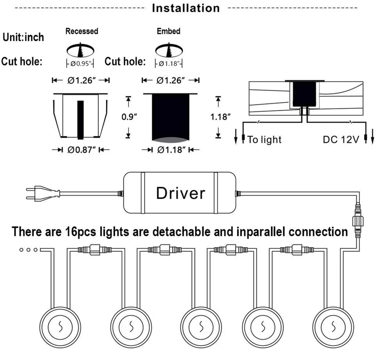 Description Picture 4 of itemIP67 Waterproof DC12V Low Voltage Embedded LED Deck Light Garden Underground Light Stainless Steel Staircase Landscape Light