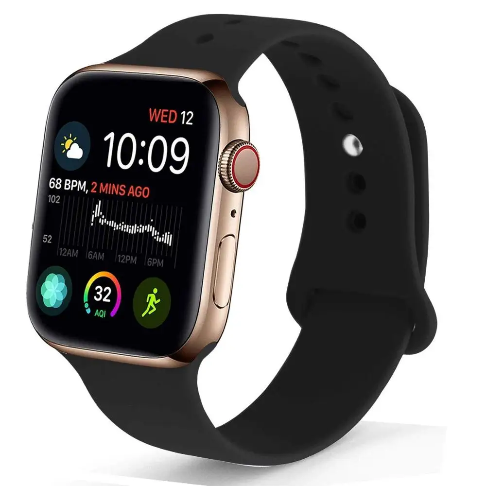 32 Цвета мягкого силикона замена спортивный ремешок для Apple Watch группа 44 мм 40 Series4/3/2