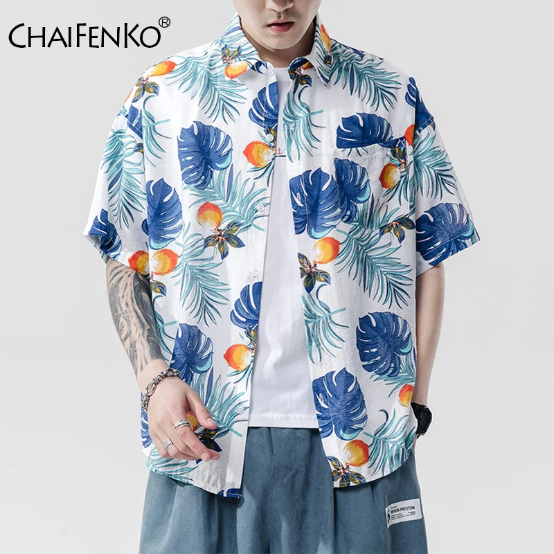 

CHAIFENKO 2020 New Hot Summer Beach Hawaiian Leisure Shirts Men Holiday Fashion Floral Loose Short Sleeve Men Shirts Plus size