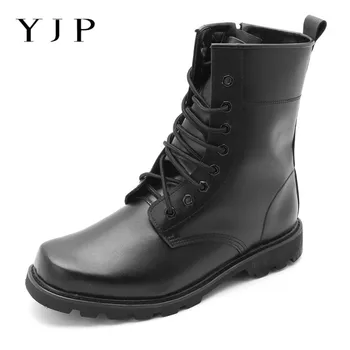 

YJP Fashion Height Increase Mens Winter Boots High Top Men Boots Lace-up Elevator Shoes Split Leather Sneakers Outdoor Shoes