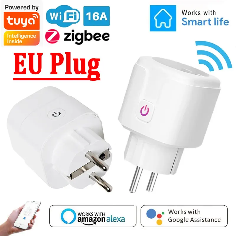 Smart Plug Zigbee розетка ЕС 16A Мощность монитор Функция времени Tuya приложения SmartLife