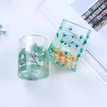 

DIY Crystal Epoxy Mold Square Cylindrical High Mirror Pen Small Flower Pot Molds Dried Flower Resin Decorative DIY Hand Crafts