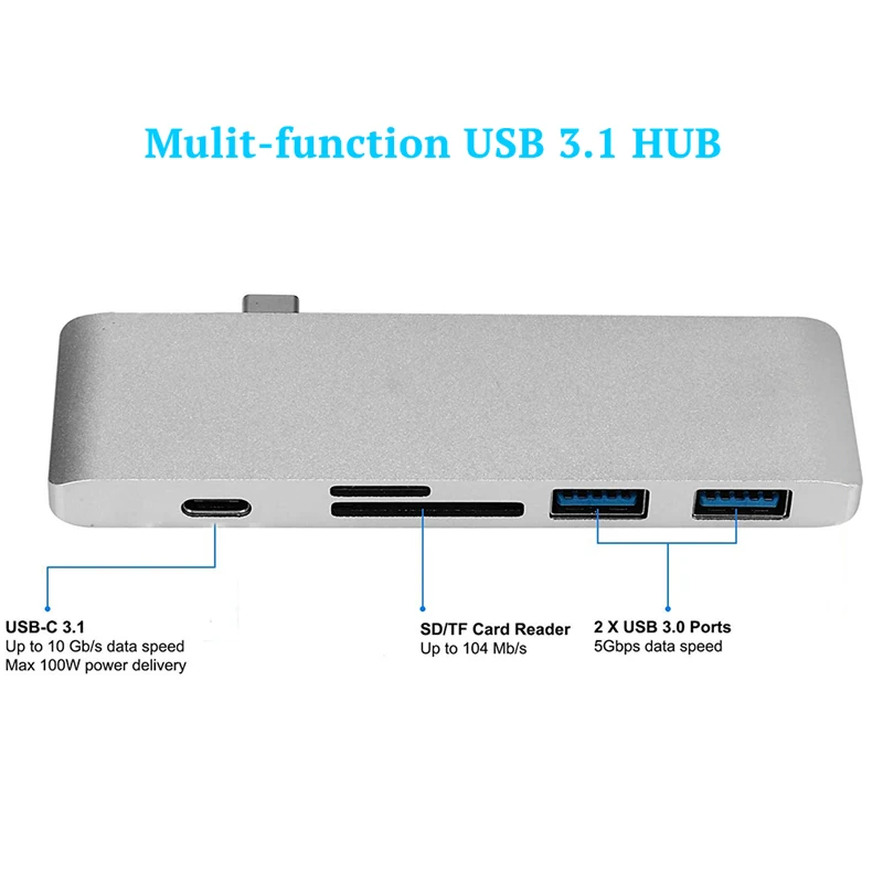 5 IN 1 USB Type C Multi USB C HUB For MacBook Air hab USB C To USB 3.0 PD Charge TF SD Card Slot USB Splitter Dock For Laptop