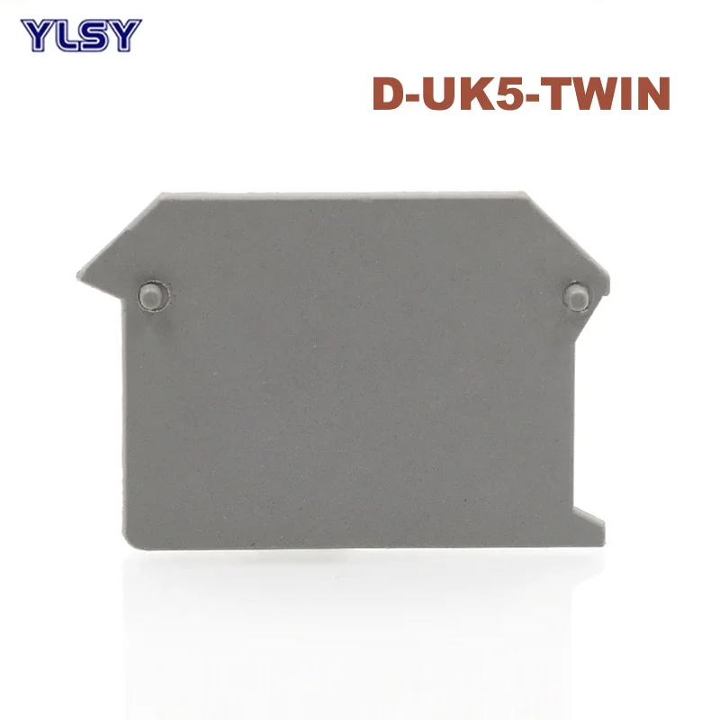 10Pcs D-UK5-TWIN Terminals End Plate Sealing Baffle Double Inlet And Outlet Din Rail Screw Terminal Block UK5-TWIN Separator Cap |