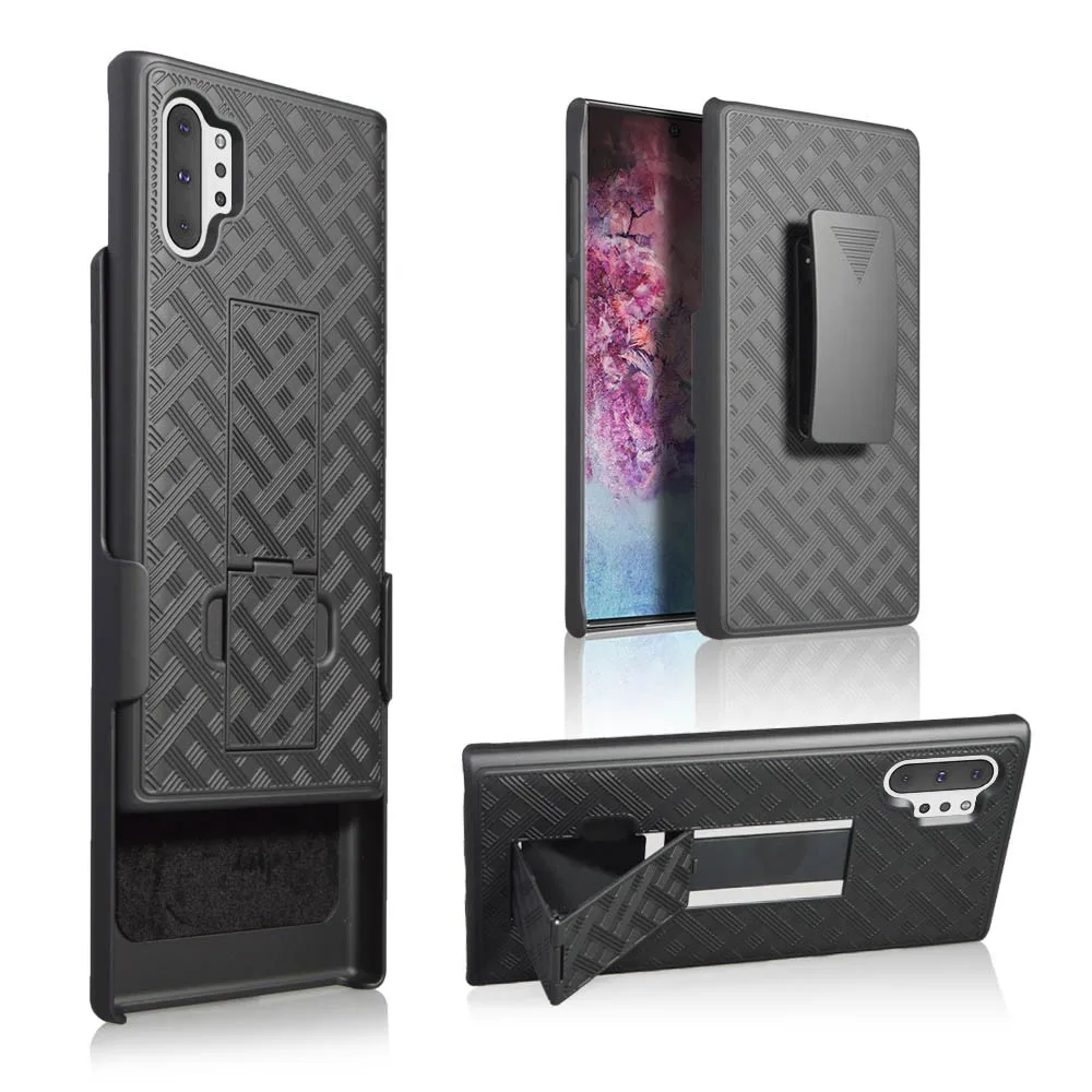 

Note10+ Hard Shell Case Belt Clip Holster Coque on for Samsung Galaxy Note 10 Plus Black Slim PC Fundas Covers Protect Cases A20