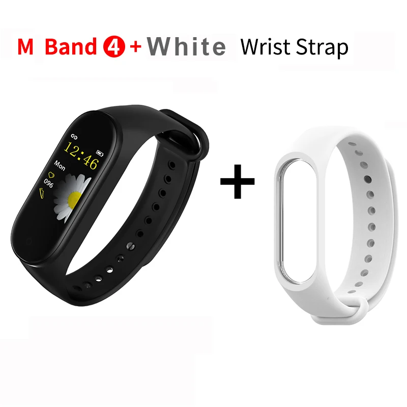M4 Smart Bracelet Waterproof Color Screen Smart Band Bluetooth Heart Rate Fitness Monitor Wristband Newest Smart Bracelet - Цвет: black white