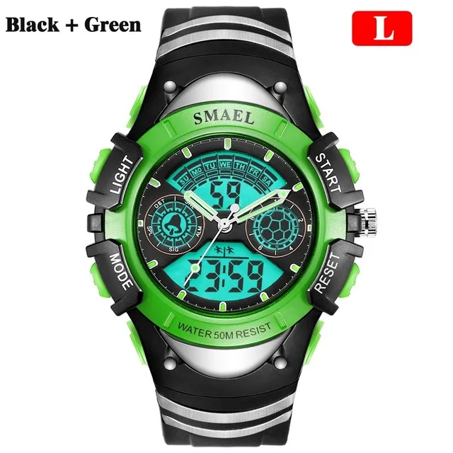 L Green Модные smael, лидер продаж, брендовые Детские часы, светодиодные цифровые кварцевые часы для мальчиков и девочек, студенческие водонепроницаемые наручные часы 30 м для детей, подарок - Цвет: L Green