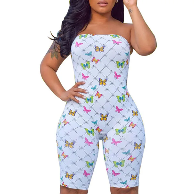 

Women's Sexy Strapless Bandeau Romper Jumpsuit Short Pants Bodysuits Clubwear