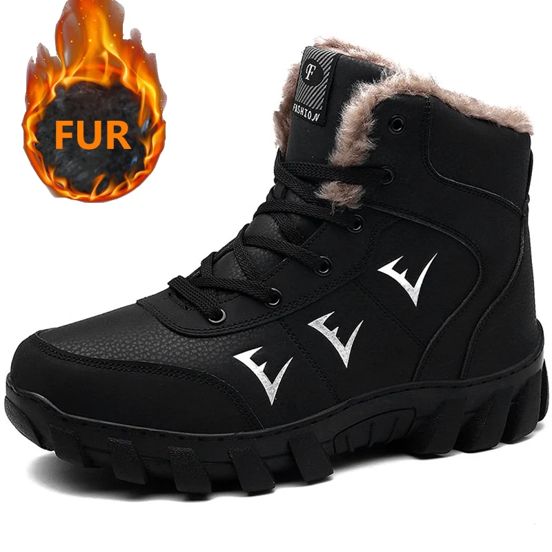UEXIA, новинка, мужские уличные кроссовки, нескользящая прогулочная обувь, на шнуровке, удобные, с теплым мехом, повседневные, альпинистские кроссовки, зимние ботинки, обувь