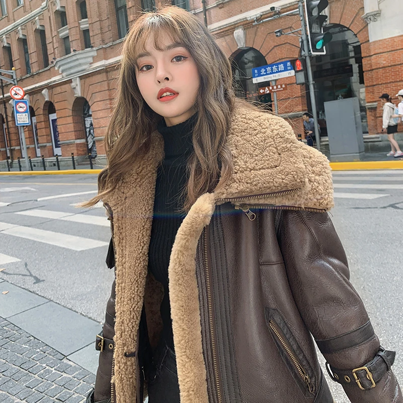 ZURICHOUSE Genuine Leather Winter Jacket Women