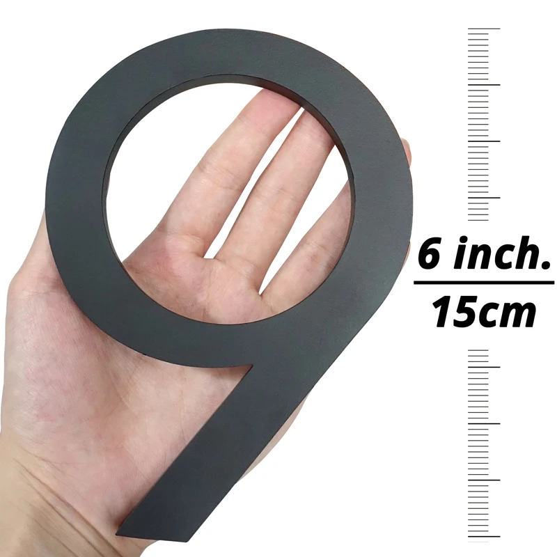 1pc 152mm Floating House Number Outdoor 6 inch Black Aluminum Alloy Apartment Door Number Mailbox Address Sign #0-9 With Screws house number signs,door signs,house numbers,number plate