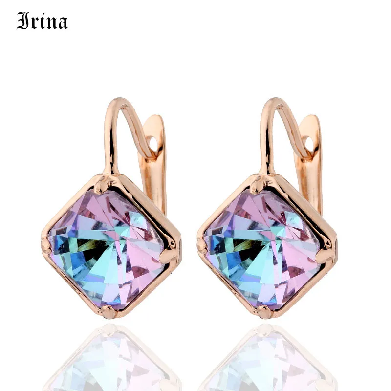 Irina New Style Cube Fashion Earrings Square Drop Earrings For Women Luxury Jewelry Gift 585 Rose Gold Color Elegant Earrings
