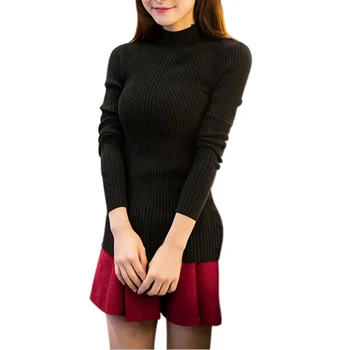 

2019 Autumn weaters Women Long Sleeve Turtleneck Pullovers Sweaters Casual Solid Female Slim Knitted Sweaters