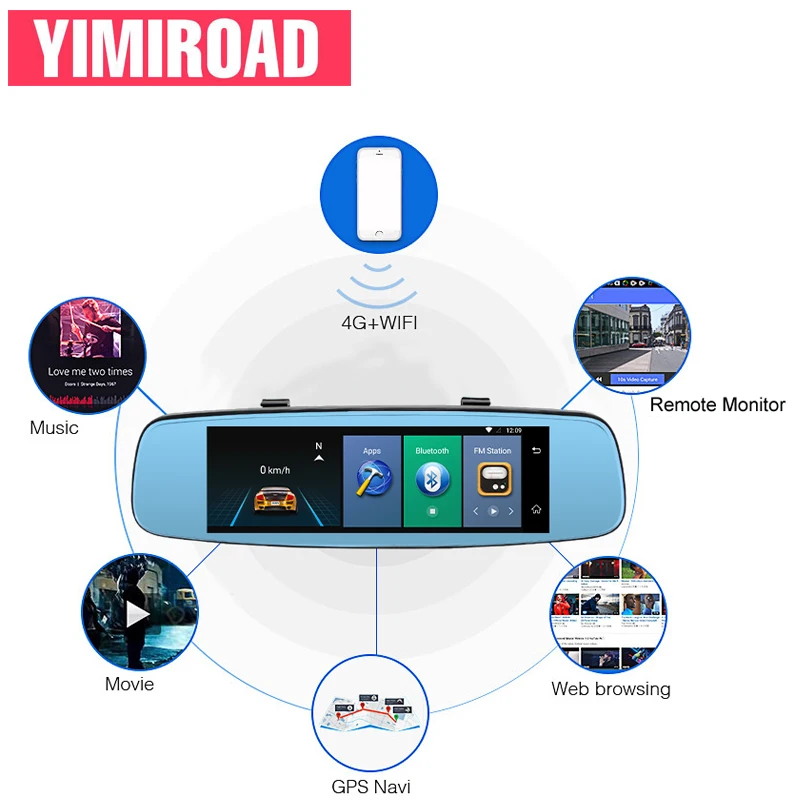 Kampacar, 4G, gps навигация, 1080 P, Автомобильный видеорегистратор, Автомобильное Зеркало с камерой заднего вида для автомобилей, Автомобильный видеорегистратор, камера s