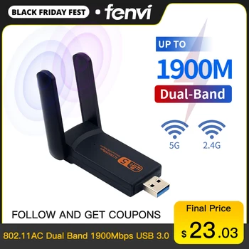 

Dual Band 1900M USB3.0 Wifi 1200Mbps AC600 USB 802.11ac wifi Adapter for PC Laptop Wireless Network Wlan Desktop 2.4G 5G Antenna