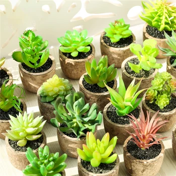 

3PCS Random Artificial Fake Succulent Plant In Pot Mini Potted Plants Home Garden Decor Simulation Succulents