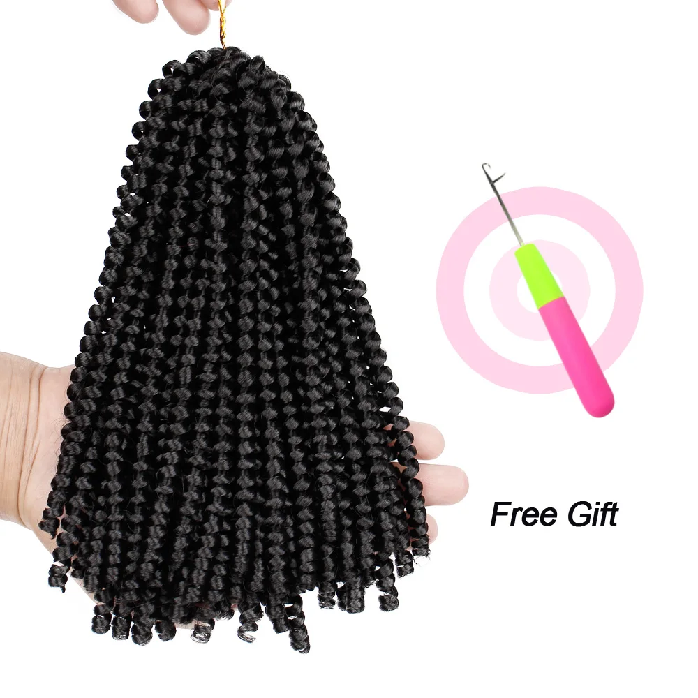 MODERN QUEEN 8Inch Ombre Spring Twist Hair Crochet Braids Bomb Twist Synthetic Pre-Twist Crochet Hair Extensions For Women Party