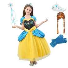 Вечерние платья в стиле принцессы Анны для девочек; карнавальный костюм Снежной королевы с героями мультфильмов; Рождественский детский бальный наряд; Новогоднее нарядное платье