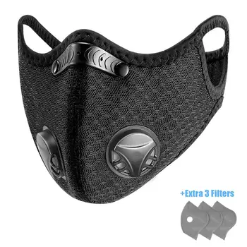

Sport Face Mask With extra 3pcs Filter Activated Carbon PM 2.5 Anti-Pollution Running Cycling Mask
