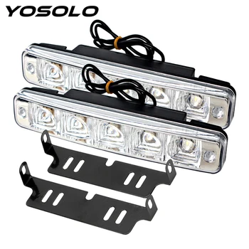 

YOSOLO 5 LEDs Car Lights Daylight DRL Waterproof Super Bright Universal Daytime Running Light Car Styling Car Lights