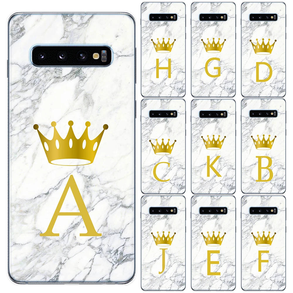 Мраморная Корона пользовательские буквы Оригинальный чехол для Coque Samsung Galaxy S9 S10